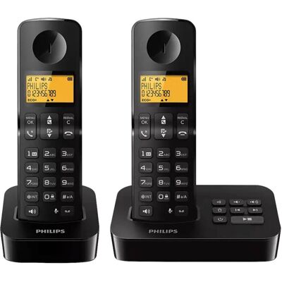 Philips D2652B/01 Kabelloses Telefon mit Anrufbeantworter - 1,6-Zoll-Display - Telefonbuch - Anruferkennung - Kurzwahltasten Philips D2652B/01 Kabelloses Telefon mit Anrufbeantworter - 1,6-Zoll-Display - Telefonbuch - Anruferkennung - Kurzwahltasten