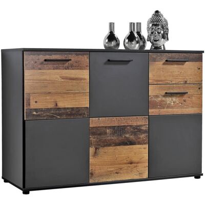 Kommode Zero anthrazit Old Wood Nachbildung B/H/T: ca. 117x82x39 cm Kommode Zero anthrazit Old Wood Nachbildung B/H/T: ca. 117x82x39 cm