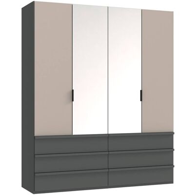 Falttürenschrank Oxford Sahara grau B/H/T: ca. 200x236x58 cm Falttürenschrank Oxford Sahara grau B/H/T: ca. 200x236x58 cm
