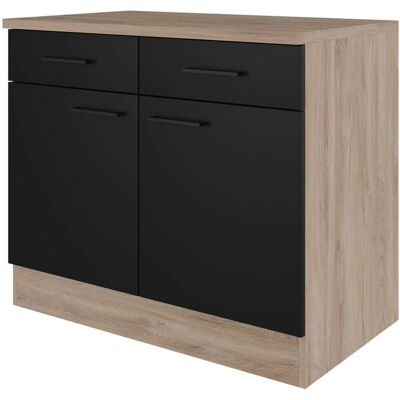 Flex-Well Capri Unterschrank - 100x85x60cm, 2 Stück, Schwarz Flex-Well Capri Unterschrank - 100x85x60cm, 2 Stück, Schwarz