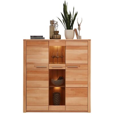 Carryhome VYSOKÁ KOMODA - Kernbuche - 3 Türen, Beleuchtung - Hochkommode Carryhome VYSOKÁ KOMODA - Kernbuche - 3 Türen, Beleuchtung - Hochkommode