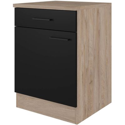 Flex-Well Capri Unterschrank - 60x85cm, Schwarz & Eichenfurnier Flex-Well Capri Unterschrank - 60x85cm, Schwarz & Eichenfurnier