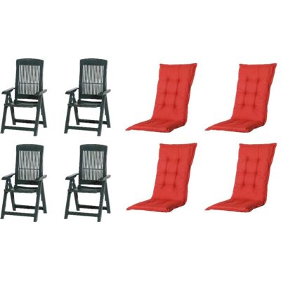 PROGARDEN,MADISON Klappsessel Set + Auflagen Tampa rot Kunststoff B/H/L: ca. 61x109x60 cm PROGARDEN,MADISON Klappsessel Set + Auflagen Tampa rot Kunststoff B/H/L: ca. 61x109x60 cm