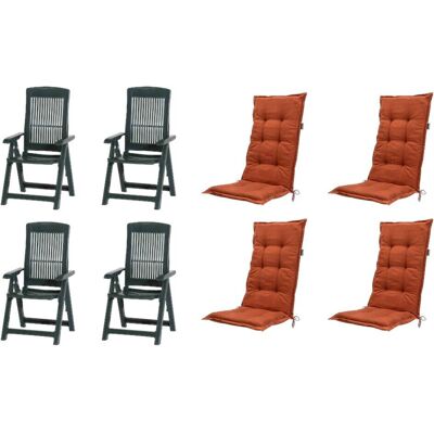 PROGARDEN,MADISON Klappsessel Set + Auflagen Tampa terra Kunststoff B/H/L: ca. 61x109x60 cm PROGARDEN,MADISON Klappsessel Set + Auflagen Tampa terra Kunststoff B/H/L: ca. 61x109x60 cm
