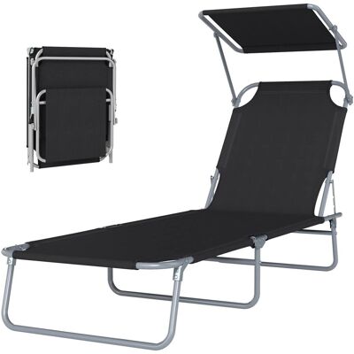 Outsunny Gartenliege - Metall, 187x36x58cm, Schwarz - Gartenliege Outsunny Gartenliege - Metall, 187x36x58cm, Schwarz - Gartenliege