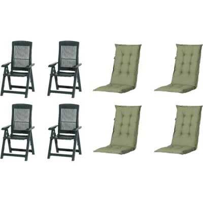 PROGARDEN,MADISON Klappsessel Set + Auflagen Tampa grün Kunststoff B/H/L: ca. 61x109x60 cm PROGARDEN,MADISON Klappsessel Set + Auflagen Tampa grün Kunststoff B/H/L: ca. 61x109x60 cm