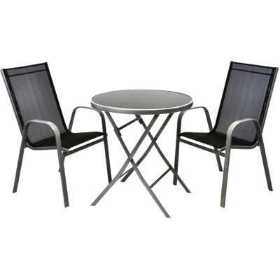 VCM Gartengarnitur - 2 Stühle & Klapptisch aus Glas VCM Gartengarnitur - 2 Stühle & Klapptisch aus Glas