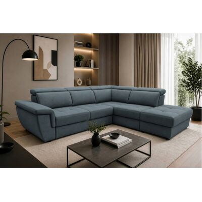 Ecksofa mit Bettfunktion und Bettkasten blaugrau Flachgewebe B/H/T: ca. 267x75x238 cm Ecksofa mit Bettfunktion und Bettkasten blaugrau Flachgewebe B/H/T: ca. 267x75x238 cm