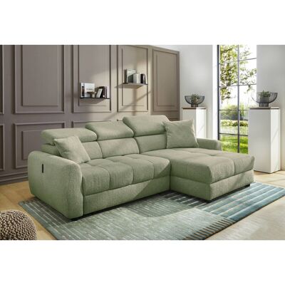 Ecksofa mit elektrischer XXL Sitztiefenverstellung hellgrün Flachgewebe B/H/T: ca. 270x109x175 cm Ecksofa mit elektrischer XXL Sitztiefenverstellung hellgrün Flachgewebe B/H/T: ca. 270x109x175 cm