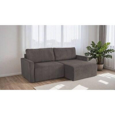 Ecksofa mit Bettfunktion und Bettkasten dunkelgrau Microfaser B/H/T: ca. 227x92x146 cm Ecksofa mit Bettfunktion und Bettkasten dunkelgrau Microfaser B/H/T: ca. 227x92x146 cm