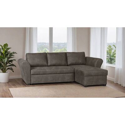 Ecksofa mit Bettfunktion und Bettkasten grau Microfaser B/H/T: ca. 260x89x155 cm Ecksofa mit Bettfunktion und Bettkasten grau Microfaser B/H/T: ca. 260x89x155 cm