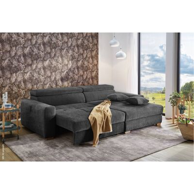 Ecksofa mit elektrischer XXL Sitztiefenverstellung dunkelgrau Flachgewebe B/H/T: ca. 277x109x187 cm Ecksofa mit elektrischer XXL Sitztiefenverstellung dunkelgrau Flachgewebe B/H/T: ca. 277x109x187 cm