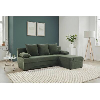 Ecksofa mit Bettfunktion und Bettkasten grün Microfaser B/H/T: ca. 191x70x142 cm Ecksofa mit Bettfunktion und Bettkasten grün Microfaser B/H/T: ca. 191x70x142 cm