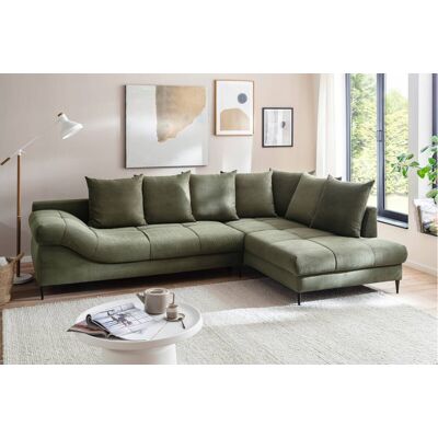 Ecksofa mit Bettfunktion und Bettkasten grün Microfaser B/H/T: ca. 299x92x205 cm Ecksofa mit Bettfunktion und Bettkasten grün Microfaser B/H/T: ca. 299x92x205 cm