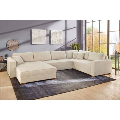 Wohnlandschaft beige Microfaser B/H/T: ca. 379x86x227 cm Wohnlandschaft beige Microfaser B/H/T: ca. 379x86x227 cm