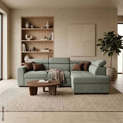 Ecksofa mit Bettfunktion salbei Webstoff B/H/T: ca. 245x184x87 cm Ecksofa mit Bettfunktion salbei Webstoff B/H/T: ca. 245x184x87 cm