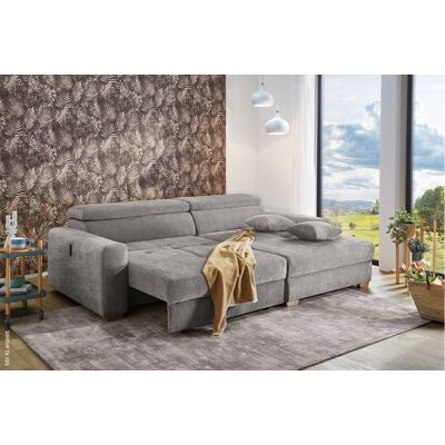 Ecksofa mit elektrischer XXL Sitztiefenverstellung hellgrau Flachgewebe B/H/T: ca. 277x109x187 cm Ecksofa mit elektrischer XXL Sitztiefenverstellung hellgrau Flachgewebe B/H/T: ca. 277x109x187 cm
