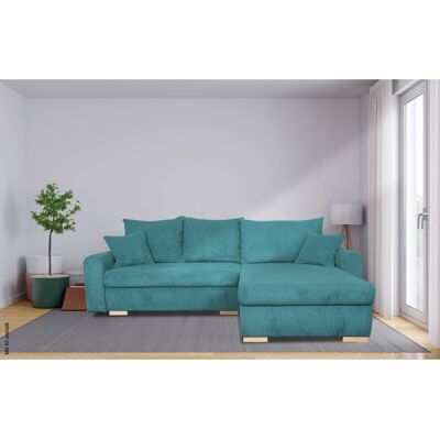 Ecksofa mit Bettfunktion und Bettkasten türkis Microfaser B/H/T: ca. 224,5x90x168 cm Ecksofa mit Bettfunktion und Bettkasten türkis Microfaser B/H/T: ca. 224,5x90x168 cm