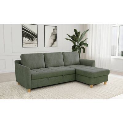 Ecksofa mit Bettfunktion und Bettkasten hellgrün Microfaser B/H/T: ca. 231x86x150 cm Ecksofa mit Bettfunktion und Bettkasten hellgrün Microfaser B/H/T: ca. 231x86x150 cm