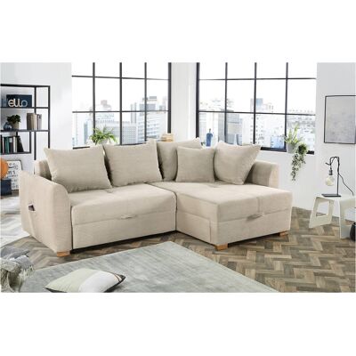Ecksofa mit Bettfunktion und Bettkasten beige B/H/T: ca. 236x81x160 cm Ecksofa mit Bettfunktion und Bettkasten beige B/H/T: ca. 236x81x160 cm
