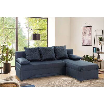 Ecksofa mit Bettfunktion und Bettkasten dunkelblau B/H/T: ca. 191x87x142 cm Ecksofa mit Bettfunktion und Bettkasten dunkelblau B/H/T: ca. 191x87x142 cm