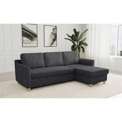 Ecksofa mit Bettfunktion und Bettkasten dunkelgrau Microfaser B/H/T: ca. 231x86x150 cm Ecksofa mit Bettfunktion und Bettkasten dunkelgrau Microfaser B/H/T: ca. 231x86x150 cm