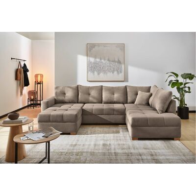 Wohnlandschaft taupe Microfaser B/H/T: ca. 313x92x200 cm Wohnlandschaft taupe Microfaser B/H/T: ca. 313x92x200 cm