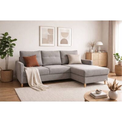 Ecksofa mit Bettfunktion und Bettkasten grau Webstoff B/H/T: ca. 217x93x159 cm Ecksofa mit Bettfunktion und Bettkasten grau Webstoff B/H/T: ca. 217x93x159 cm