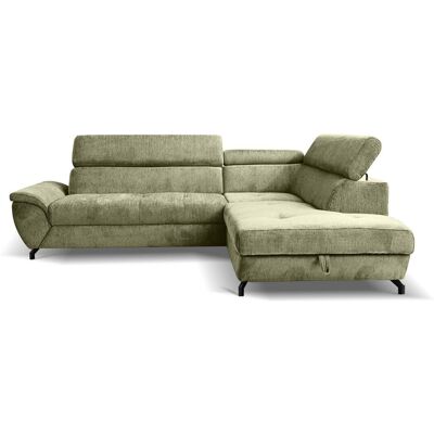 Ecksofa mit Bettfunktion und Bettkasten moosgrün Microfaser B/H/T: ca. 263x77x210 cm Ecksofa mit Bettfunktion und Bettkasten moosgrün Microfaser B/H/T: ca. 263x77x210 cm