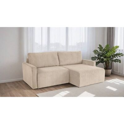 Ecksofa mit Bettfunktion und Bettkasten creme Microfaser B/H/T: ca. 227x92x146 cm Ecksofa mit Bettfunktion und Bettkasten creme Microfaser B/H/T: ca. 227x92x146 cm