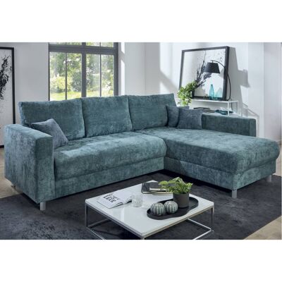 Ecksofa mit Bettfunktion und Bettkasten dunkelblau Microfaser B/H/T: ca. 252x89x195 cm Ecksofa mit Bettfunktion und Bettkasten dunkelblau Microfaser B/H/T: ca. 252x89x195 cm