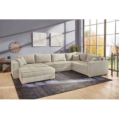 Wohnlandschaft Greige Microfaser B/H/T: ca. 379x86x227 cm Wohnlandschaft Greige Microfaser B/H/T: ca. 379x86x227 cm