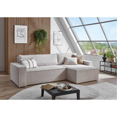 Ecksofa mit Bettfunktion und Bettkasten natur Microfaser B/H/T: ca. 266x150x83 cm Ecksofa mit Bettfunktion und Bettkasten natur Microfaser B/H/T: ca. 266x150x83 cm