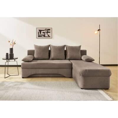 Ecksofa mit Bettfunktion und Bettkasten hellbraun Microfaser B/H/T: ca. 191x70x142 cm Ecksofa mit Bettfunktion und Bettkasten hellbraun Microfaser B/H/T: ca. 191x70x142 cm