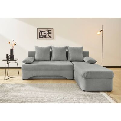 Ecksofa mit Bettfunktion und Bettkasten hellgrau Microfaser B/H/T: ca. 191x70x142 cm Ecksofa mit Bettfunktion und Bettkasten hellgrau Microfaser B/H/T: ca. 191x70x142 cm