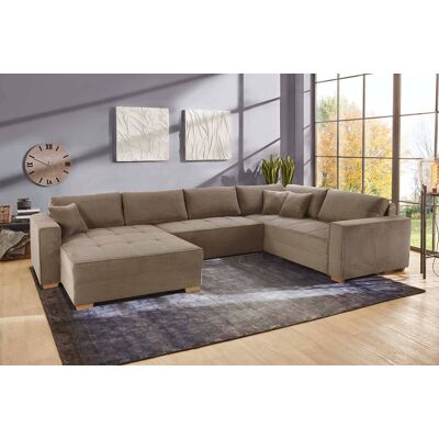 Wohnlandschaft taupe Microfaser B/H/T: ca. 379x86x227 cm Wohnlandschaft taupe Microfaser B/H/T: ca. 379x86x227 cm