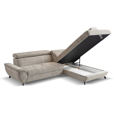 Ecksofa mit Bettfunktion und Bettkasten Greige Microfaser B/H/T: ca. 263x77x210 cm Ecksofa mit Bettfunktion und Bettkasten Greige Microfaser B/H/T: ca. 263x77x210 cm