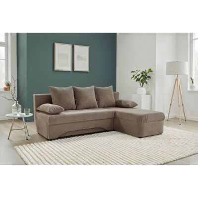 Ecksofa mit Bettfunktion und Bettkasten taupe Microfaser B/H/T: ca. 191x70x142 cm Ecksofa mit Bettfunktion und Bettkasten taupe Microfaser B/H/T: ca. 191x70x142 cm