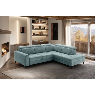 Ecksofa mit Bettfunktion hellblau Flachgewebe B/H/T: ca. 258x96x221 cm Ecksofa mit Bettfunktion hellblau Flachgewebe B/H/T: ca. 258x96x221 cm