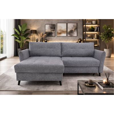 Ecksofa mit Bettfunktion und Bettkasten grau Microfaser B/H/T: ca. 235x90x159 cm Ecksofa mit Bettfunktion und Bettkasten grau Microfaser B/H/T: ca. 235x90x159 cm