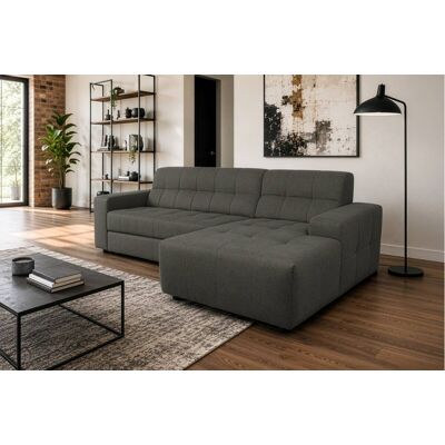 Ecksofa mit Bettfunktion dunkelgrau Flachgewebe B/H/T: ca. 267x93x163 cm Ecksofa mit Bettfunktion dunkelgrau Flachgewebe B/H/T: ca. 267x93x163 cm