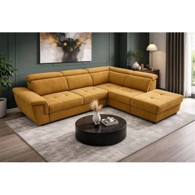 Ecksofa mit Bettfunktion und Bettkasten senf Flachgewebe B/H/T: ca. 267x75x238 cm Ecksofa mit Bettfunktion und Bettkasten senf Flachgewebe B/H/T: ca. 267x75x238 cm