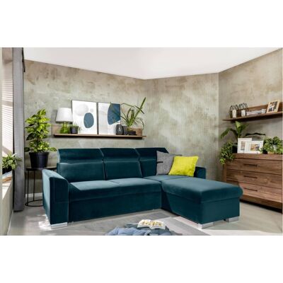 Ecksofa mit Bettfunktion und Bettkasten petrol Microfaser B/H/T: ca. 243x85x186 cm Ecksofa mit Bettfunktion und Bettkasten petrol Microfaser B/H/T: ca. 243x85x186 cm