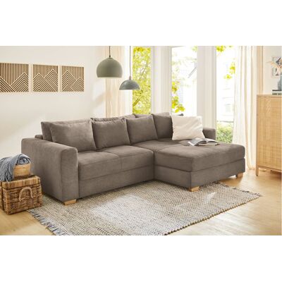 Ecksofa mit Bettfunktion und Bettkasten taupe Velourstoff B/H/T: ca. 288x86x186 cm Ecksofa mit Bettfunktion und Bettkasten taupe Velourstoff B/H/T: ca. 288x86x186 cm