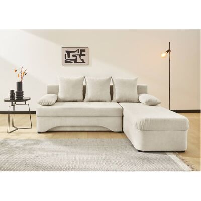Ecksofa mit Bettfunktion und Bettkasten creme Microfaser B/H/T: ca. 191x70x142 cm Ecksofa mit Bettfunktion und Bettkasten creme Microfaser B/H/T: ca. 191x70x142 cm
