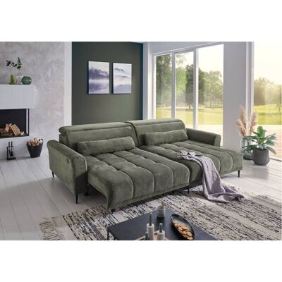 Ecksofa mit elektrischer XXL Sitztiefenverstellung grün Microfaser B/H/T: ca. 277x108x179 cm Ecksofa mit elektrischer XXL Sitztiefenverstellung grün Microfaser B/H/T: ca. 277x108x179 cm