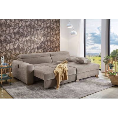 Ecksofa mit elektrischer XXL Sitztiefenverstellung taupe Flachgewebe B/H/T: ca. 277x109x187 cm Ecksofa mit elektrischer XXL Sitztiefenverstellung taupe Flachgewebe B/H/T: ca. 277x109x187 cm