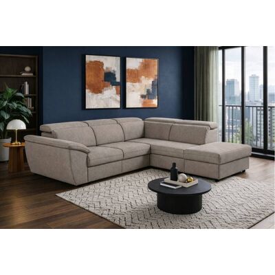 Ecksofa mit Bettfunktion und Bettkasten Greige Flachgewebe B/H/T: ca. 280x108x235 cm Ecksofa mit Bettfunktion und Bettkasten Greige Flachgewebe B/H/T: ca. 280x108x235 cm