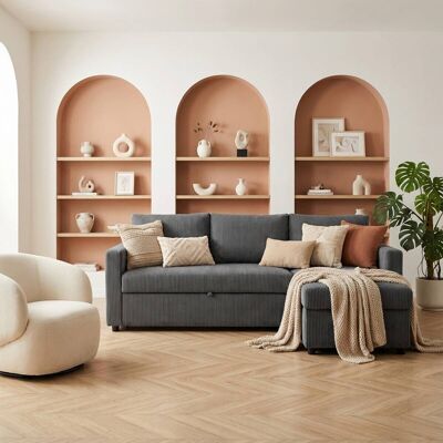 Ecksofa mit Bettfunktion und Bettkasten anthrazit Microfaser B/H/T: ca. 215x145x82 cm Ecksofa mit Bettfunktion und Bettkasten anthrazit Microfaser B/H/T: ca. 215x145x82 cm