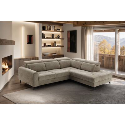 Ecksofa mit Bettfunktion taupe Flachgewebe B/H/T: ca. 258x96x221 cm Ecksofa mit Bettfunktion taupe Flachgewebe B/H/T: ca. 258x96x221 cm